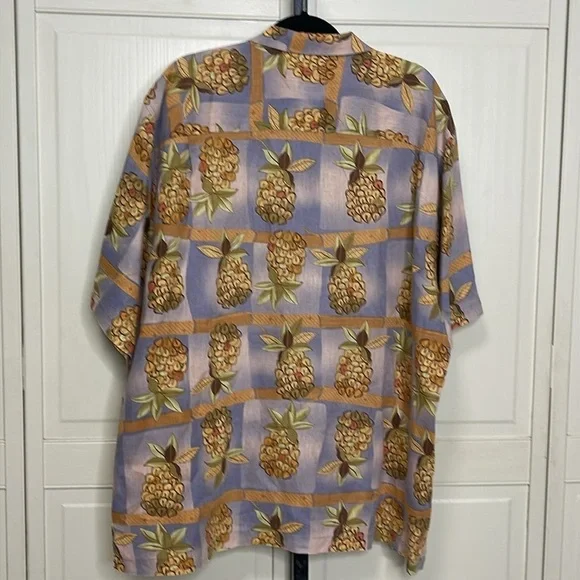 Reyn Spooner Hawaiian Regency Textured 100% Linen Shirt Mens XL Pineapple Print - Picture 6 of 10